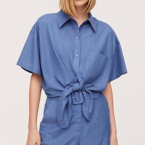 MANGO Cropped shirt with knot